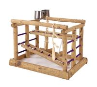 Zkydhbd Escalera para pájaros, jaula de loros, juguete de madera con bandeja de juguetes, tazas de alimentación, entrenamiento para pájaros de tamaño pequeño, plataforma para pájaros