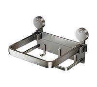 Zkydhbd Estante de almacenamiento plegable de doble capa con ventosa, montado en la pared, fácil de usar para baño y cocina, toallero