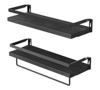 Zkydhbd Estantes flotantes versátiles de madera contemporáneos para montar en la pared, estante flotante de madera para cualquier habitación, juego de estantes negros