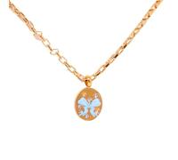 Zkydhbd Exquisito collar con colgante de lazo pintado, cadena de clavícula, gargantilla ajustable, collar exquisito, joyería de moda, as show, Acero inoxidable