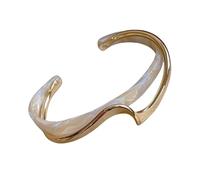 Zkydhbd Forma geométrica única con mariscos blancos y combinación de metal curvado, accesorio de moda para mujeres para creadores de tendencias, joyería única inspirada en conchas