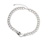 Zkydhbd Gargantilla de serpiente con circonita negra y plateada, accesorio de cadena de eslabones cubanos para hombres y mujeres, estilos góticos vikingos, as show, Metal