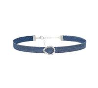 Zkydhbd Gargantilla de tela vaquera de moda para mujer, ajustable, cadena de clavícula con diamantes de imitación, accesorio para collar, as show, vaquero