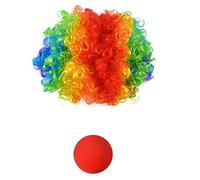 Zkydhbd Juego completo de cosplay de payaso para adultos, para celebración de Halloween, juego de rol, arcoíris, pelo, nariz, corbatín, guantes, accesorios, conjunto esencial para eventos de cosplay