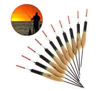 Zkydhbd Juego de 10 flotadores de pesca ligeros de madera sensible a la flotabilidad boya de pesca Paulown con peso