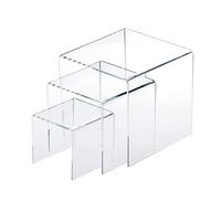 Zkydhbd Juego de 3 soportes acrílicos transparentes de perfil bajo para mostrar postres y decoración del hogar, caja de almacenamiento de joyas para niñas