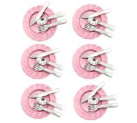 Zkydhbd Juego de 6 cubiertos en miniatura para casa de muñecas a escala 1/12, ajuste de escena de comedor, utensilios de cocina realistas, figura de modelo, cortador en miniatura, tenedor, cuchara