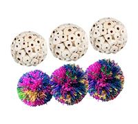 Zkydhbd Juego de 6 piezas de juguete natural para masticar, mordeduras, limpiador de dientes, ramas de hierba, juguete molar para hámster, chinchillas, conejos, pájaros, bolas masticables