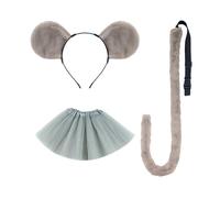 Zkydhbd Juego de accesorios de disfraz de 1/2/3 piezas, orejas de ratón, diadema, cola, falda tutú para niños y niñas, fiesta de Halloween, disfraz de cosplay de Halloween, disfraz de cosplay para