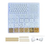 Zkydhbd Juego de collar de cuentas espaciadoras para pulseras sueltas para hacer joyas, juego de collar de ABS para joyas, cuentas espaciadoras para pulseras