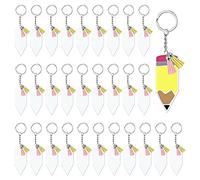 Zkydhbd Juego de llaveros hechos a mano de acrílico transparente en blanco, borlas de cuero, llaveros, anillos de cadena para etiquetas