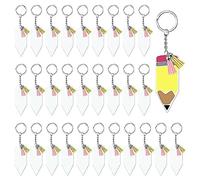 Zkydhbd Juego de llaveros hechos a mano de acrílico transparente en blanco, borlas de cuero, llaveros, anillos de cadena para etiquetas