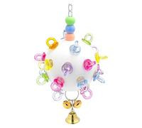 Zkydhbd Juguete para masticar seguro para pájaros, cadena colgante, bola de dentición con campanas para loros, reducción del aburrimiento, accesorios de entretenimiento para jaula de pájaros