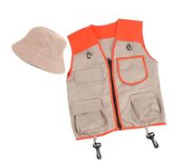 Zkydhbd Kits de exploradores al aire libre, chaleco de carga y sombrero, juego de aventuras de la naturaleza, lavable, para niños y niñas, kit de disfraces de Halloween para niños, chaleco y sombrero