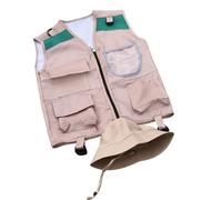 Zkydhbd Kits de exploradores al aire libre, chaleco de carga y sombrero, juego de aventuras de la naturaleza, lavable, para niños y niñas, kit de disfraces de Halloween para niños, chaleco y sombrero
