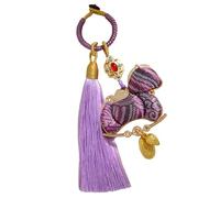 Zkydhbd Llavero con temática del año zodiacal chino que incluye borlas tejidas a mano y construcción de tela para un buen símbolo trenzado, Morado (, Talla única