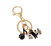 Zkydhbd Llavero de notas musicales con diseño de gato, piano, bolso, bolso de mano, decoración creativa para coche, bolsa, notas, llavero para colgar, b, One Size