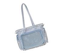 Zkydhbd Moderna bolsa de panel de color transparente para jóvenes, tela de poliamida permanente, modificable, cinturón de hombro, impermeable, poliamida transparente, Blue, One Size