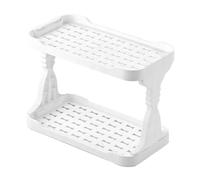 Zkydhbd Organizador de escritorio funcional de doble capa, estante de almacenamiento de doble capa, para cocina y baño, color blanco
