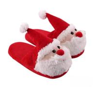 Zkydhbd Pantuflas de Navidad sin cordones con dibujos animados de Papá Noel, para dormitorio, uso en interiores y exteriores, mujeres, hombres, mujeres y adolescentes, Red, Talla única