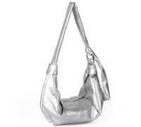 Zkydhbd Práctica bolsa de hombro de piel sintética para mujer, bolsa cruzada con interior espacioso para bolso de hombro esencial para mujer, Silver, One Size
