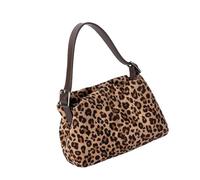 Zkydhbd Práctica bolsa de mano de gamuza con múltiples bolsillos, bolsa de hombro cómoda de llevar esencial, Patrón de leopardo marrón