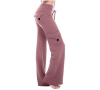 Zkydhbd Prácticos leggings de yoga para mujer con bolsillos laterales seguros y cintura elástica, ideales para llevar pantalones de yoga esenciales de pierna ancha con bolsillos, Color rojo, XXX-Large