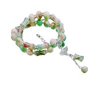 Zkydhbd Pulsera de moda con temática de bambú con delicados diseños de tallas de hojas para mujeres que aprecian el patrimonio cultural, talla única, como se describe