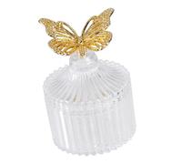 Zkydhbd Recipiente de dulces inspirado en cristal con mariposas doradas y plateadas para decoración de mesa de eventos, cuenco de dulces con mariposa dorada