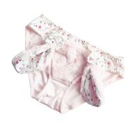 Zkydhbd Ropa interior peluda japonesa para mujer con orejas de conejo, estampado floral, moño, bragas de anime, ropa interior con orejas de conejo, bragas peludas, e, M