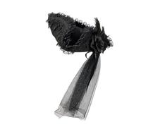 Zkydhbd Sombrero colonial de tricornio con ribete de encaje y velo largo, accesorios de disfraz para adultos, hombres y mujeres, accesorios de actuaciones escénicas, sombrero pirata ajustable con