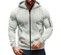 Zkydhbd Sudadera deportiva con capucha y cremallera para hombre, de manga larga, con cordón, para correr, ciclismo, entrenamiento, exteriores, aventura, con cremallera, Gris Claro, XXL