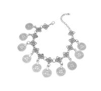 Zkydhbd Tobillera vintage de moda con borlas de monedas para mujer, longitud ajustable, accesorios de cadena de pie, joyería étnica tribal hecha a mano, talla única, como se describe