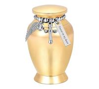 Zkydhbd Urna de cenizas para mascotas, aleación de aluminio, cubierta roscada, cuchara y cadena para recuerdos, elegante recipiente pequeño de cremación, aleaciones de aluminio