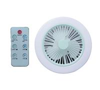 Zkydhbd Ventilador de techo con control remoto de 2800 mAh con luz LED de 3 engranajes, USB, camping, para niños y niñas, viajes, playa, tienda de campaña