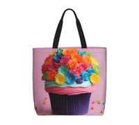 zkyfll Bolsa de mano colorida con estampado de pastel de flores arcoíris para mujer, bolsa de compras reutilizable, bolsa de playa, viajes, vacaciones, trabajo
