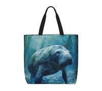zkyfll Bolsa de mano con estampado de animales de manatí para mujer, bolsa de compras reutilizable, bolsa de playa, viajes, vacaciones, trabajo