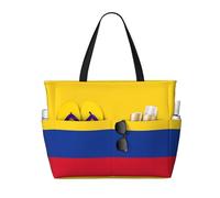zkyfll Bolsa de playa grande impermeable con estampado de bandera de Colombia para mujer, bolsa de viaje para viajes, vacaciones, divertida bolsa de viaje