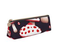 zkyfll Estuche de piel con estampado de hongos y rojo, blanco y setas