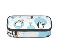 Zkyfll Estuche organizador portátil con diseño de pingüino y copo de nieve y globo, bolsa de maquillaje y cosméticos