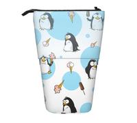 zkyfll Estuche vertical con diseño de pingüino y globo y copo de nieve, soporte telescópico, bonito estuche para lápices, organizador de lápices