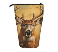 zkyfll Estuche vertical con estampado de ciervo salvaje, soporte telescópico, bonito estuche para lápices, organizador de lápices