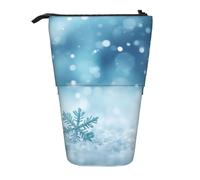 zkyfll Estuche vertical con estampado de copo de nieve azul de Navidad, soporte telescópico, bonito estuche para lápices, organizador de lápices