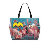zkyfll Flamingo imprimir gran bolsa de playa impermeable para mujer bolsa de viaje para viajes vacaciones linda bolsa de viaje