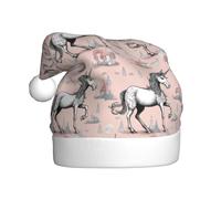 zkyfll Gorro de Papá Noel con estampado de unicornio04 de cuento de hadas, divertido sombrero de Navidad para adultos, fiesta de Navidad