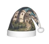 zkyfll Sombrero clásico de Papá Noel con estampado de cuento de hadas Castle04, tamaño pequeño, regalos de Navidad, sombrero de Navidad divertido de felpa, fiesta
