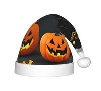 zkyfll Sombrero de Papá Noel con estampado de calabaza y luna, murciélago, tamaño pequeño, regalos de Navidad, divertido sombrero de Navidad, fiesta