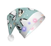 zkyfll Sombrero de Papá Noel con estampado de pingüino y globo, copo de nieve, divertido sombrero de Navidad para adultos, fiesta de Navidad