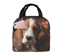 zkyfll Sweet Basset Hound - Lonchera con estampado floral reutilizable, aislada, a prueba de fugas, para el trabajo, picnic
