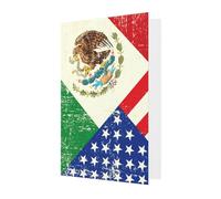 zkyfll Tarjeta de felicitación de cumpleaños con bandera mexicana americana para todas las ocasiones, sobres, agradecimiento, condolencias y Navidad